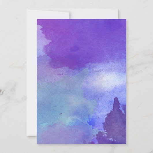 Paarse Blauwe Waterverf Herdenking Memorial Kaart (Achterkant)