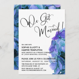 Paarse Blauwe Waterverf Hydrangea We Zijn Getrouwd Kaart