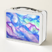 Paarse & Blauwe Waterverf Kunstfotografie Lunchbox (Achterkant)