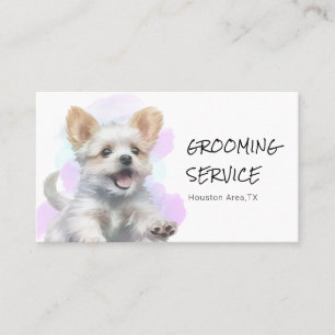 Paarse/Blauwe Waterverf Pet Grooming Service Visitekaartje
