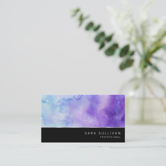 Paarse Blauwe Waterverf Professioneel Visitekaartj Visitekaartje (Staand voorkant)