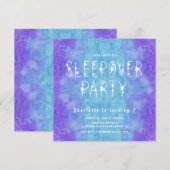 Paarse blauwe Waterverf Starry Girls Sleepover Inv Kaart (Voorkant / Achterkant)