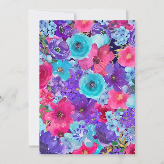 Paarse blauwe Waterverf Vrijgezellenfeest Kaart (Achterkant)