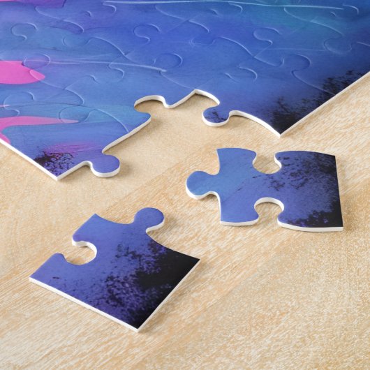 Paarse & Blauwe Waterverf Wervelpuzzel – 252 stuks Legpuzzel (Zijkant)