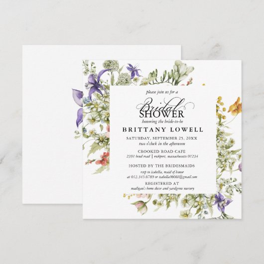 Paarse blauwe Waterverf Wildbloemen Vrijgezellenfe Kaart (Voorkant / Achterkant)