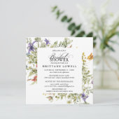 Paarse blauwe Waterverf Wildbloemen Vrijgezellenfe Kaart (Staand voorkant)