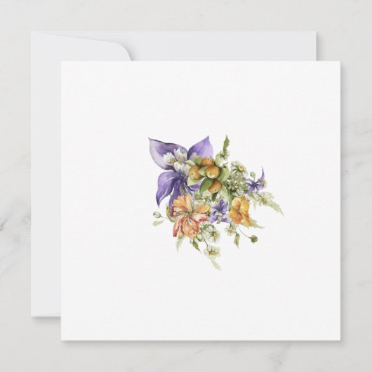 Paarse blauwe Waterverf Wildbloemen Vrijgezellenfe Kaart (Achterkant)