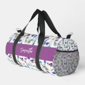 Paarse Blauwe Waterverf Wilde Bloem Monogram Plunjezak (Rechterhoek)