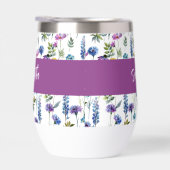 Paarse Blauwe Wilde Bloem Waterverf Monogram Naam (Rechts)
