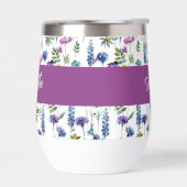 Paarse Blauwe Wilde Bloem Waterverf Monogram Naam (Links)