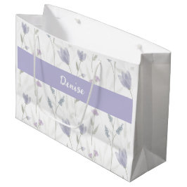 Paarse Blauwe Wilde Bloem Waterverf Monogram Naam Groot Cadeauzakje
