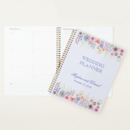 Paarse & Blauwe Wilde Bloemen Bruiloft Planner