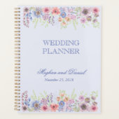 Paarse & Blauwe Wilde Bloemen Bruiloft Planner (Voorkant)