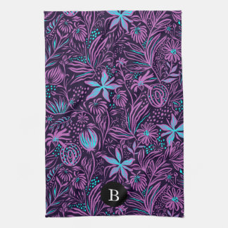 Paarse & Blauwe Wilde Bloemen | Monogram Theedoek