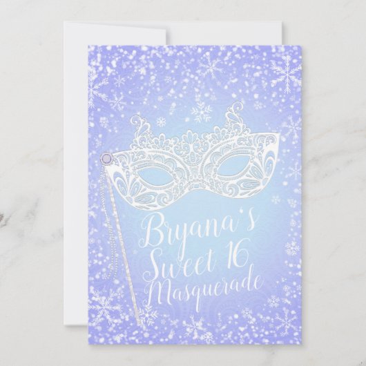 Paarse Blauwe Winter Wonderland Masquerade Sweet 1 Kaart (Voorkant)