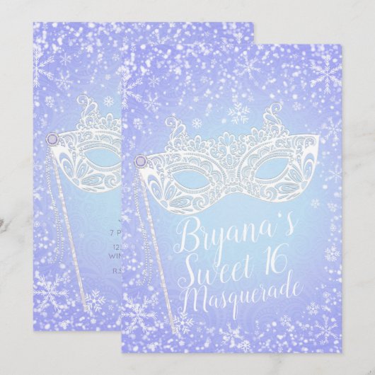 Paarse Blauwe Winter Wonderland Masquerade Sweet 1 Kaart (Voorkant / Achterkant)