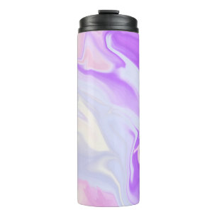 Paarse Blauwe Witte Abstracte Waterverf Patroon Thermosbeker