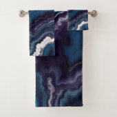 Paarse Blauwe Witte Agaat Marmer Bad Handdoek (Insitu)