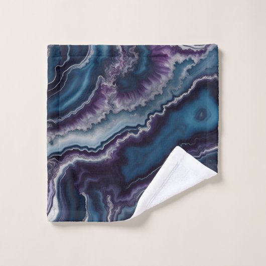 Paarse Blauwe Witte Agaat Marmer Bad Handdoek (Wasdoekje)