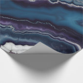 Paarse Blauwe Witte Agaat Marmeren ontwerp Cadeaupapier (Hoek)