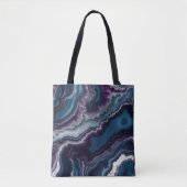 Paarse Blauwe Witte Agaat Marmeren ontwerp Tote Bag (Voorkant)