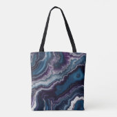 Paarse Blauwe Witte Agaat Marmeren ontwerp Tote Bag (Achterkant)
