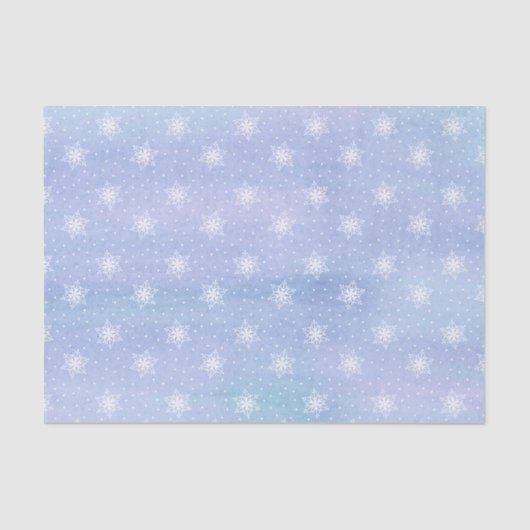 Paarse Blauwe Witte Sneeuwvlokken Polka Dots Tissuepapier (Voorkant)