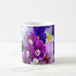 Paarse Blauwe Witte Viooltje Bloemen Koffiemok