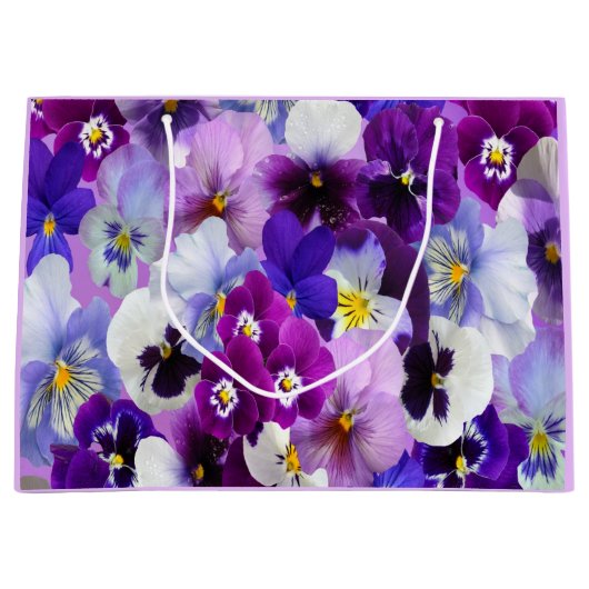Paarse Blauwe Witte Viooltje Bloemengebinde Verjaa Groot Cadeauzakje (Voorkant)