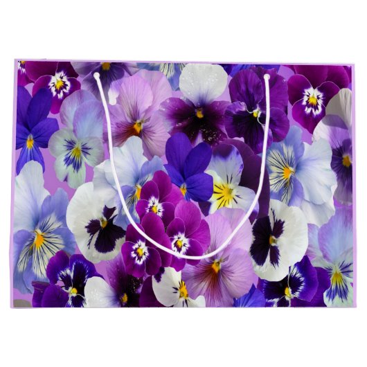 Paarse Blauwe Witte Viooltje Bloemengebinde Verjaa Groot Cadeauzakje (Achterkant)