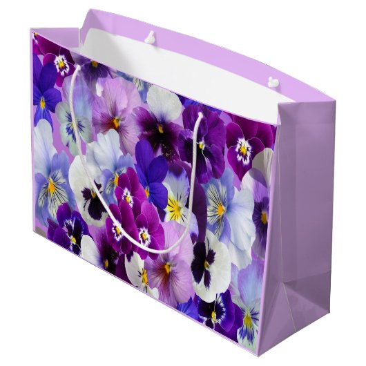 Paarse Blauwe Witte Viooltje Bloemengebinde Verjaa Groot Cadeauzakje (Achterkant Gekanteld)