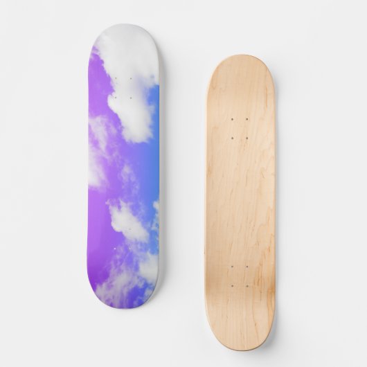 Paarse blauwe wolkenhemel persoonlijk skateboard (Voorkant)