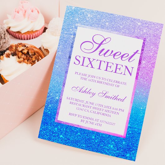 Paarse blauwe zeemeervis blauw blauwgroen Sweet 16 Kaart