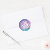 Paarse Blauwe Zigzag Holograaf Glitter Confetti Lo Ronde Sticker (Envelop)