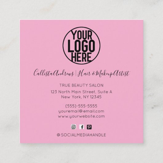 Paarse Blauwe Zigzag Holograaf Glitter Confetti Vierkante Visitekaartje (Achterkant)