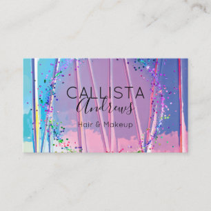 Paarse Blauwe Zigzag Holograaf Glitter Confetti Visitekaartje