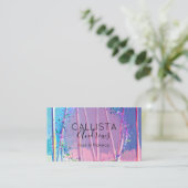 Paarse Blauwe Zigzag Holograaf Glitter Confetti Visitekaartje (Staand voorkant)