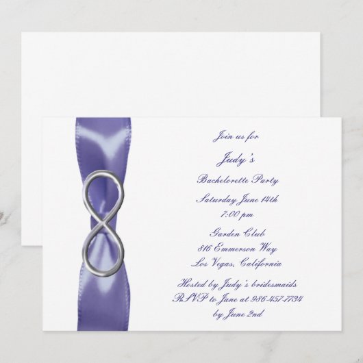 Paarse blauwe zilver Infinity Bachelorette Party Kaart (Voorkant / Achterkant)