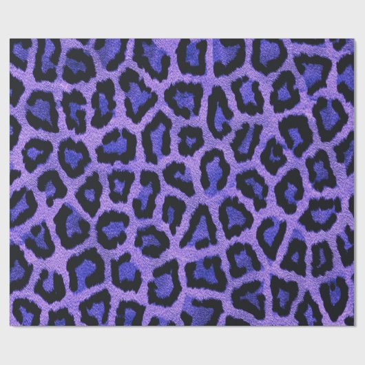 Paarse Blauwe Zwarte Leopard Dierenprint Cadeaupapier (Vlak)