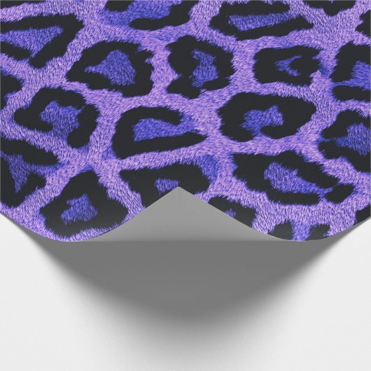 Paarse Blauwe Zwarte Leopard Dierenprint Cadeaupapier (Hoek)
