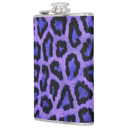 Paarse Blauwe Zwarte Leopard Dierenprint Heupfles (Links)
