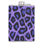 Paarse Blauwe Zwarte Leopard Dierenprint Heupfles (Achterkant)