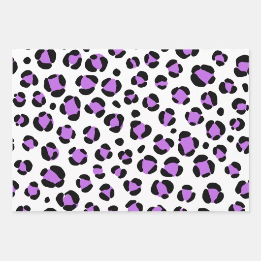 Paarse Blauwe Zwarte Leopard Dierenprint Inpakpapier Vel (Voorkant 3)