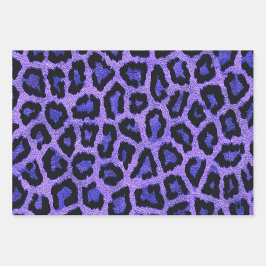 Paarse Blauwe Zwarte Leopard Dierenprint Inpakpapier Vel (Voorkant)