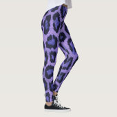 Paarse Blauwe Zwarte Leopard Dierenprint Leggings (Rechts)