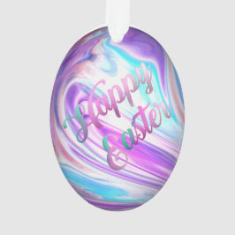 Paarse Blauwe Zwemelen Happy Paaseieren Ornament