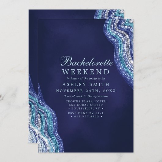 Paarse Blauwgroen Agate Geode Bachelorette Weekend Kaart (Voorkant / Achterkant)