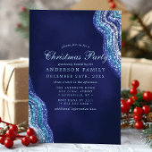 Paarse Blauwgroen Agate Geode Gemstone Kerstfeest Kaart