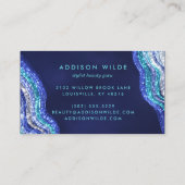 Paarse Blauwgroen Agate Geode Gemstone Makeup Arti Visitekaartje (Achterkant)