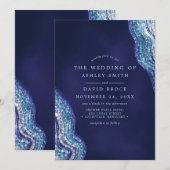 Paarse Blauwgroen Agate Geode Gemstone Wedding Kaart (Voorkant / Achterkant)